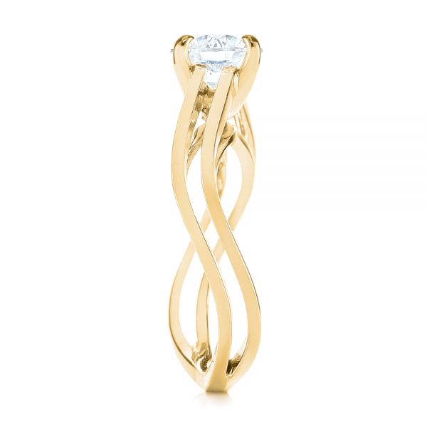 18k Yellow Gold 18k Yellow Gold Double Strand Solitaire Diamond Engagement Ring - Side View -  105179