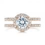 14k Rose Gold 14k Rose Gold Dual Shank Interlocking Moissanite Halo Engagement Ring - Top View -  105720 - Thumbnail