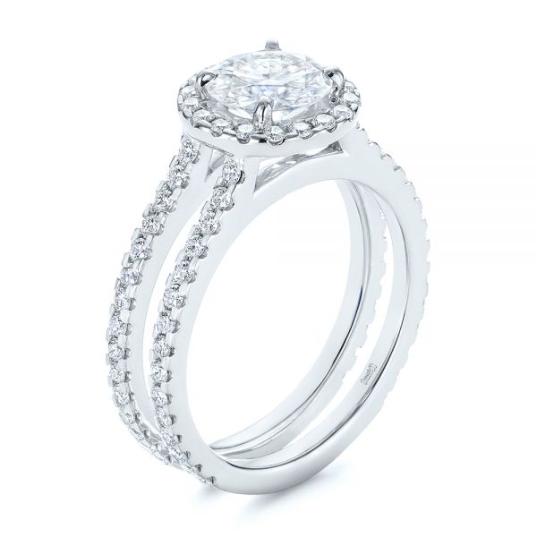 Dual Shank Interlocking Moissanite Halo Engagement Ring - reference design