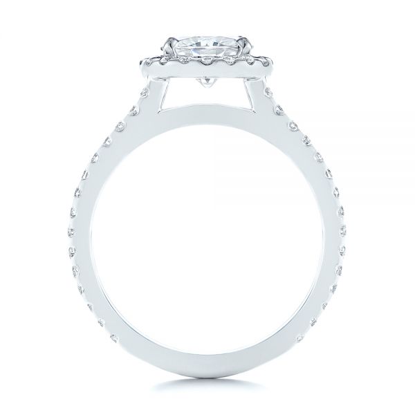 14k White Gold Dual Shank Interlocking Moissanite Halo Engagement Ring - Front View -  105720
