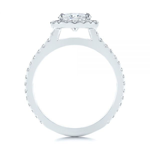 18k White Gold 18k White Gold Dual Shank Interlocking Moissanite Halo Engagement Ring - Front View -  105720