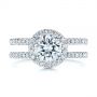  Platinum Platinum Dual Shank Interlocking Moissanite Halo Engagement Ring - Top View -  105720 - Thumbnail