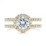 18k Yellow Gold 18k Yellow Gold Dual Shank Interlocking Moissanite Halo Engagement Ring - Top View -  105720 - Thumbnail