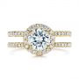 18k Yellow Gold 18k Yellow Gold Dual Shank Interlocking Moissanite Halo Engagement Ring - Top View -  105720 - Thumbnail