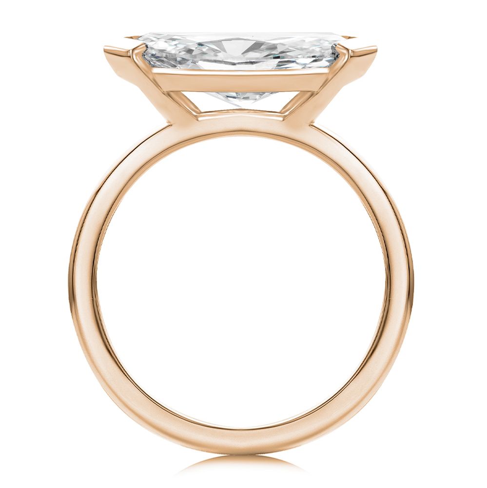 14k Rose Gold 14k Rose Gold East West Half Bezel Marquise Diamond Engagement Ring - Front View -  108550 - Thumbnail