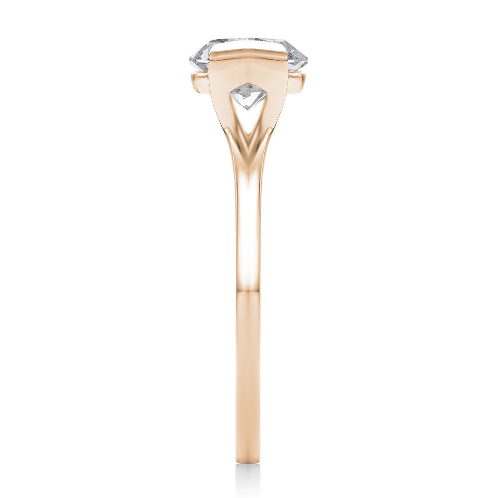 14k Rose Gold 14k Rose Gold East West Half Bezel Marquise Diamond Engagement Ring - Side View -  108550 - Thumbnail