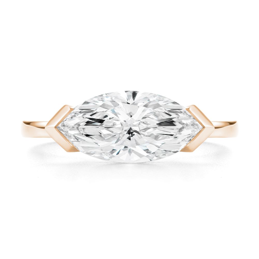 14k Rose Gold 14k Rose Gold East West Half Bezel Marquise Diamond Engagement Ring - Top View -  108550 - Thumbnail