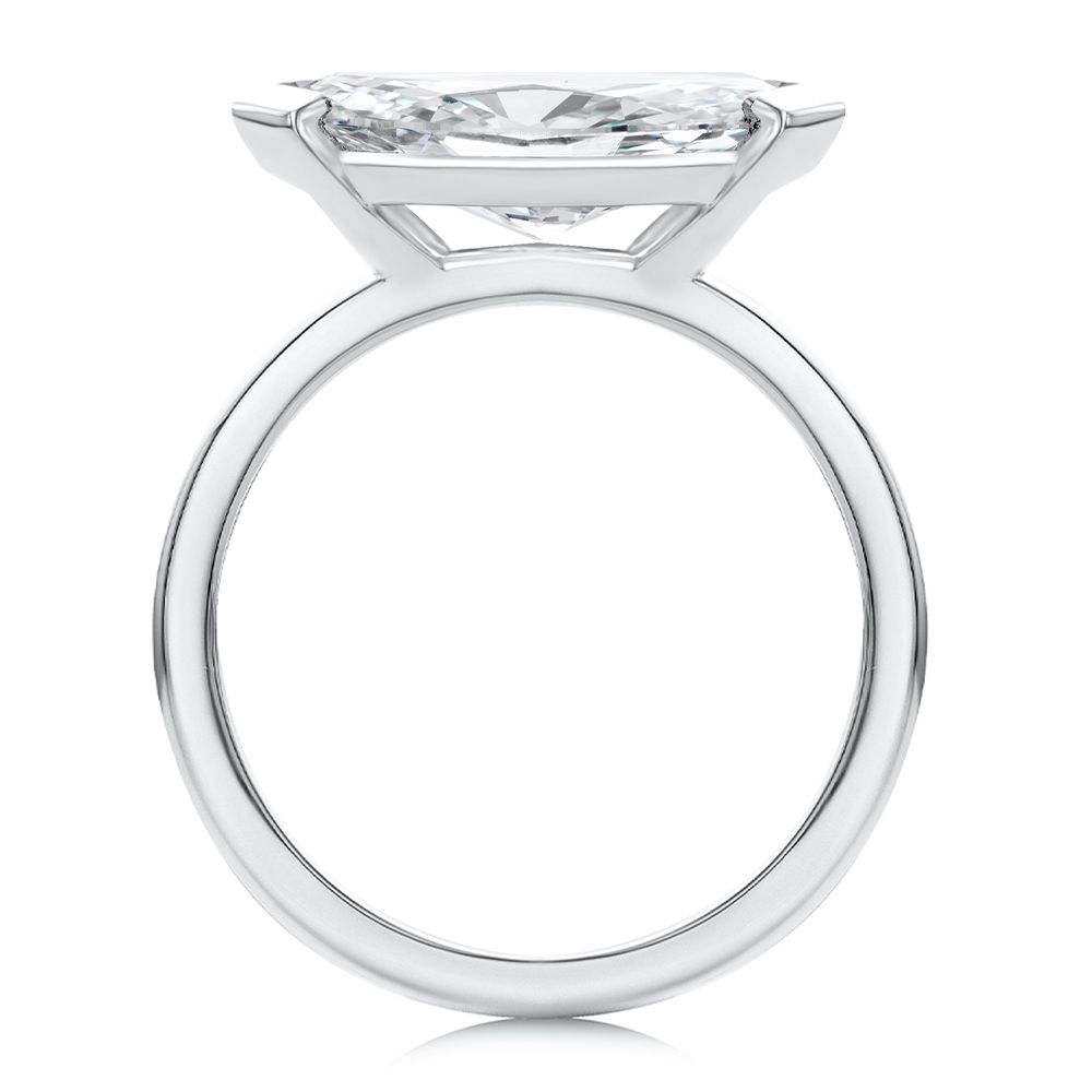  Platinum East West Half Bezel Marquise Diamond Engagement Ring - Front View -  108550 - Thumbnail