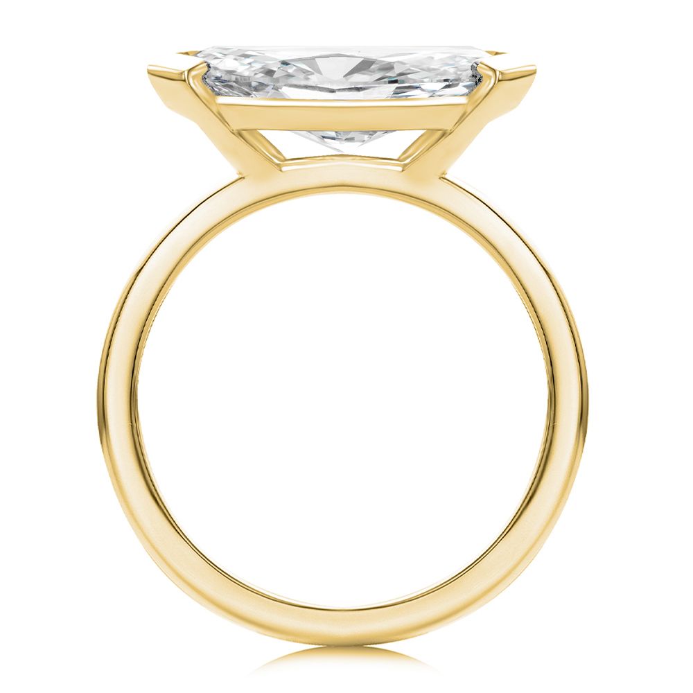 18k Yellow Gold 18k Yellow Gold East West Half Bezel Marquise Diamond Engagement Ring - Front View -  108550 - Thumbnail