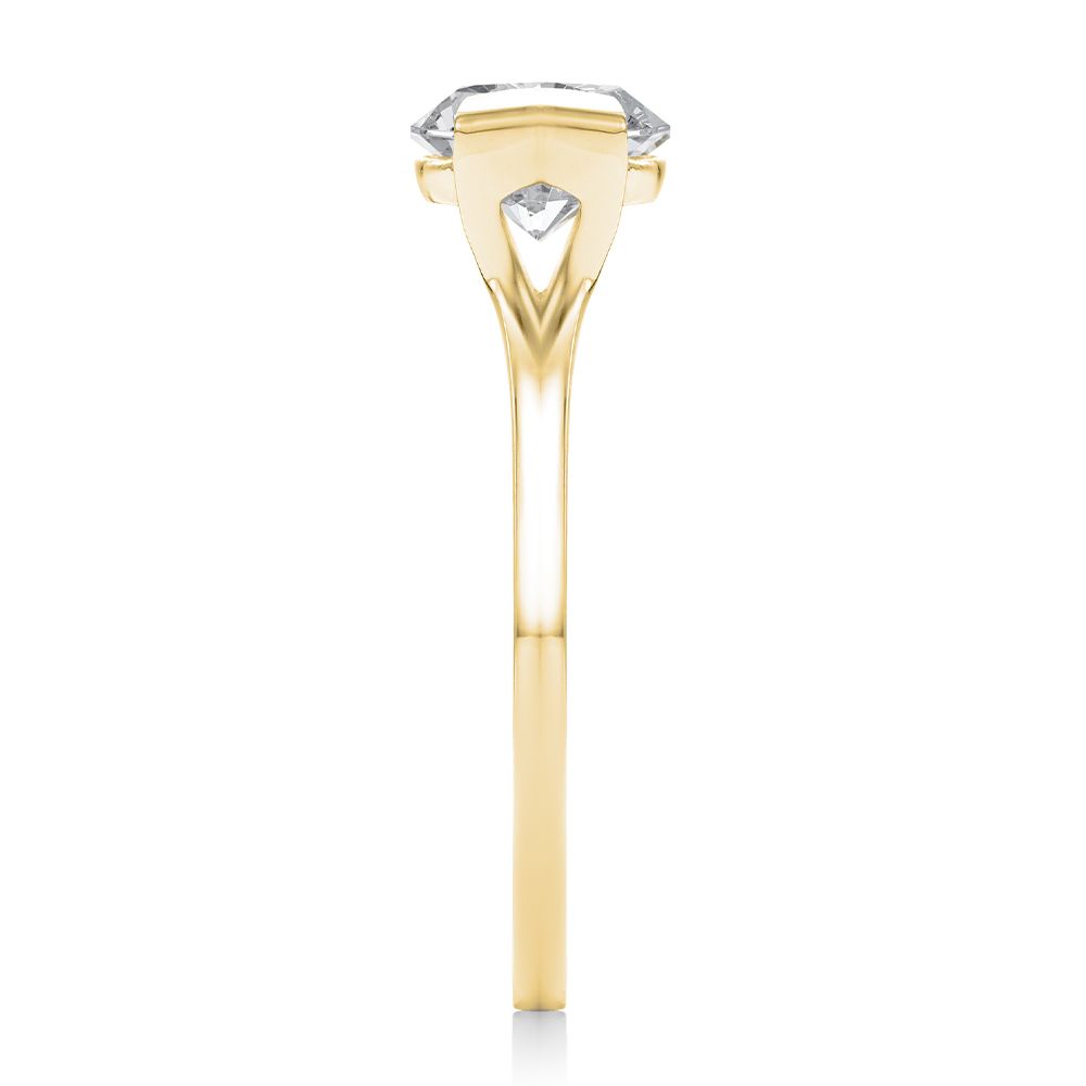 18k Yellow Gold 18k Yellow Gold East West Half Bezel Marquise Diamond Engagement Ring - Side View -  108550 - Thumbnail