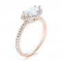 18k Rose Gold 18k Rose Gold East-west Halo Diamond Engagement Ring - Three-Quarter View -  103065 - Thumbnail