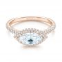 18k Rose Gold 18k Rose Gold East-west Halo Diamond Engagement Ring - Flat View -  103065 - Thumbnail