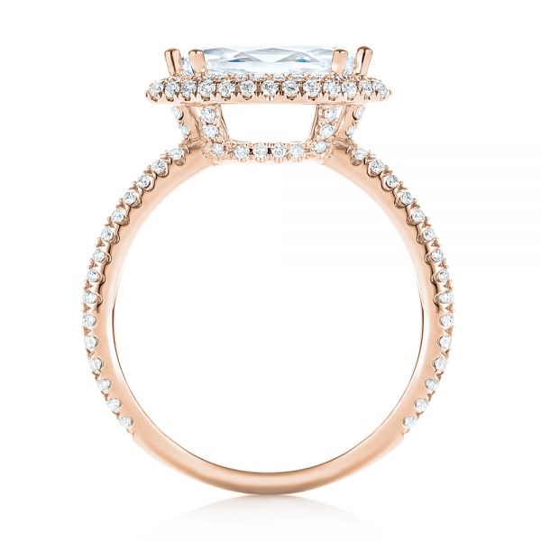 14k Rose Gold 14k Rose Gold East-west Halo Diamond Engagement Ring - Front View -  103065