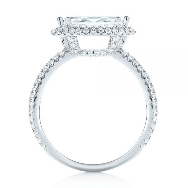 18k White Gold East-west Halo Diamond Engagement Ring - Front View -  103065