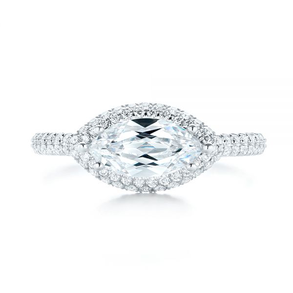  Platinum Platinum East-west Halo Diamond Engagement Ring - Top View -  103065