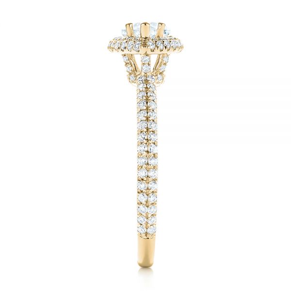 14k Yellow Gold 14k Yellow Gold East-west Halo Diamond Engagement Ring - Side View - 103065