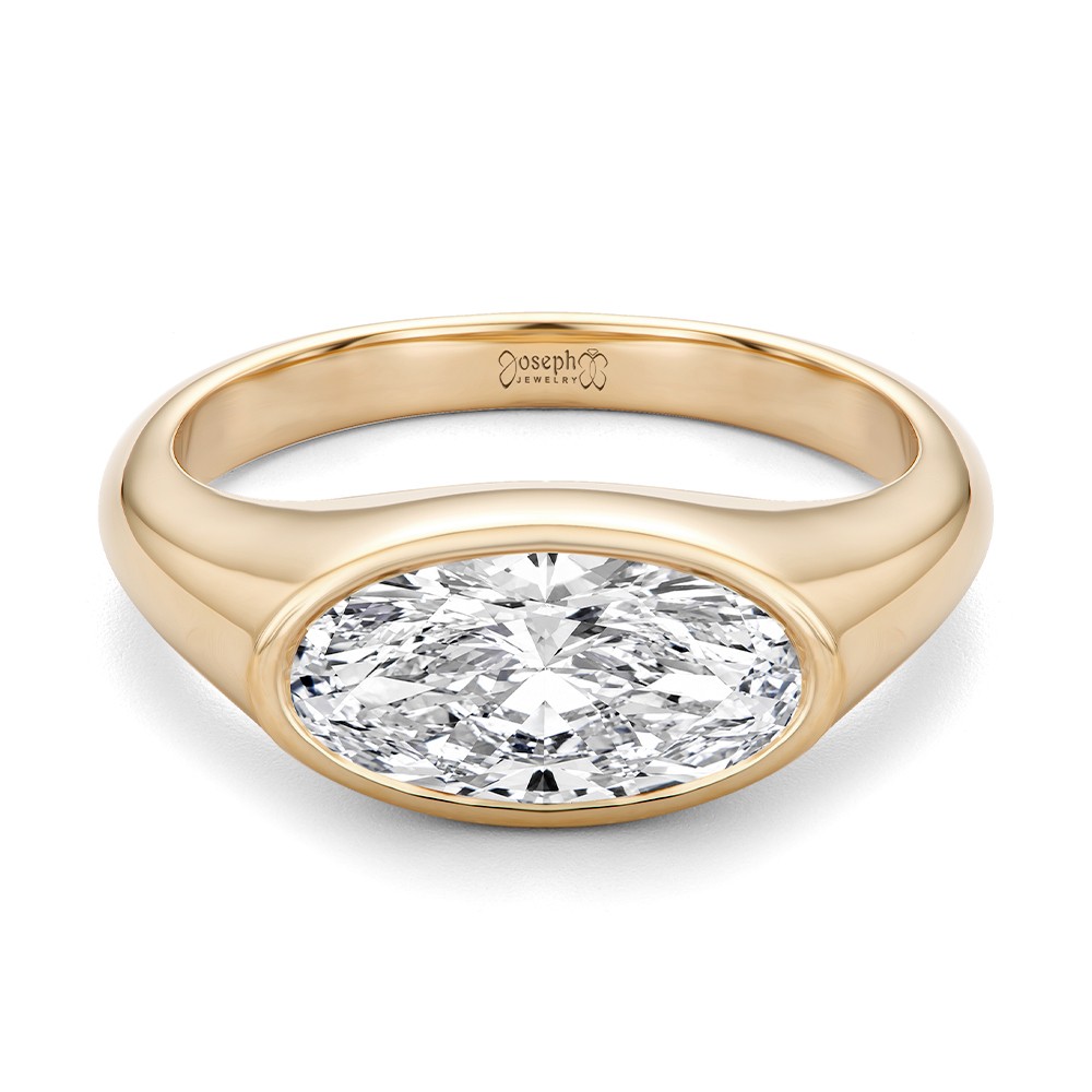 14k Rose Gold 14k Rose Gold East West Moval Diamond Engagement Ring - Flat View -  108341