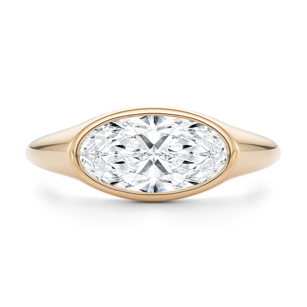 14k Rose Gold 14k Rose Gold East West Moval Diamond Engagement Ring - Top View -  108341
