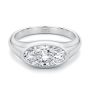 18k White Gold 18k White Gold East West Moval Diamond Engagement Ring - Flat View -  108341 - Thumbnail