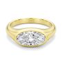 14k Yellow Gold East West Moval Diamond Engagement Ring - Flat View -  108341 - Thumbnail