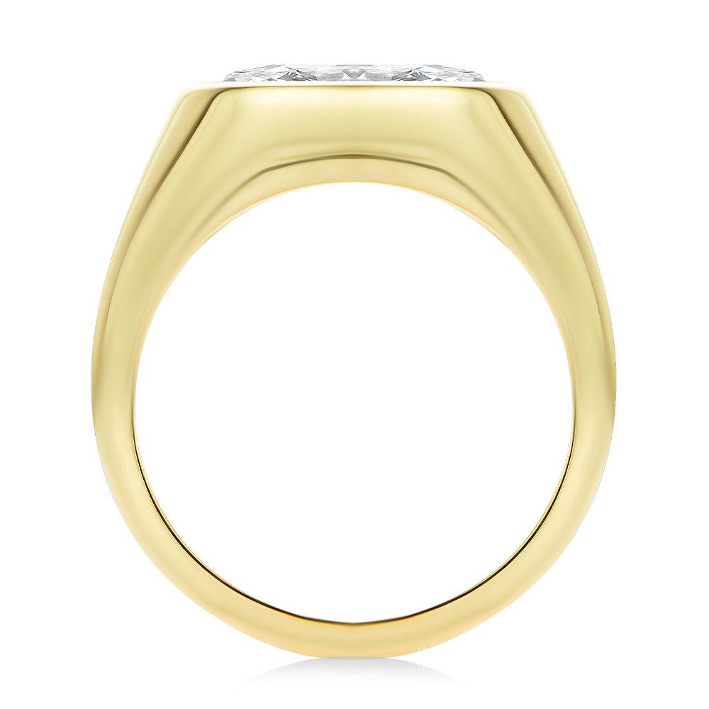 14k Yellow Gold East West Moval Diamond Engagement Ring - Front View -  108341