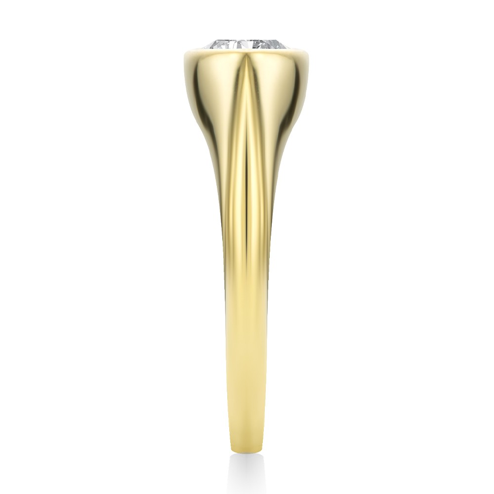 14k Yellow Gold East West Moval Diamond Engagement Ring - Side View -  108341