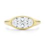 14k Yellow Gold East West Moval Diamond Engagement Ring - Top View -  108341 - Thumbnail