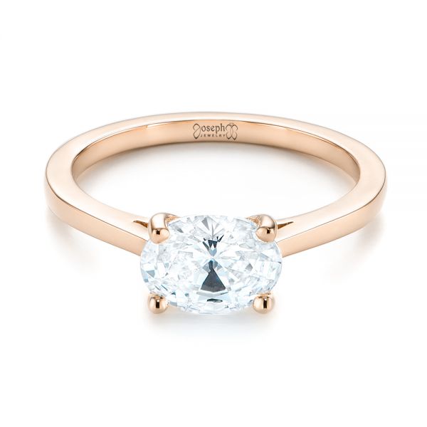 18k Rose Gold 18k Rose Gold East-west Solitaire Diamond Engagement Ring - Flat View - 104659
