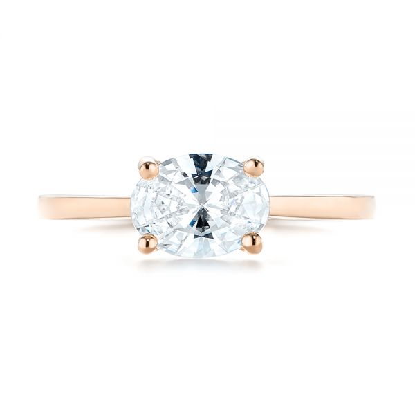 18k Rose Gold 18k Rose Gold East-west Solitaire Diamond Engagement Ring - Top View - 104659