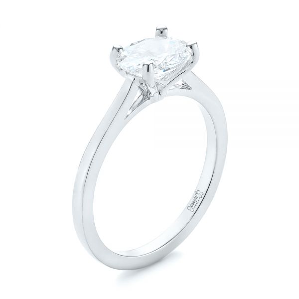 18k White Gold 18k White Gold East-west Solitaire Diamond Engagement Ring - Three-Quarter View -  104659