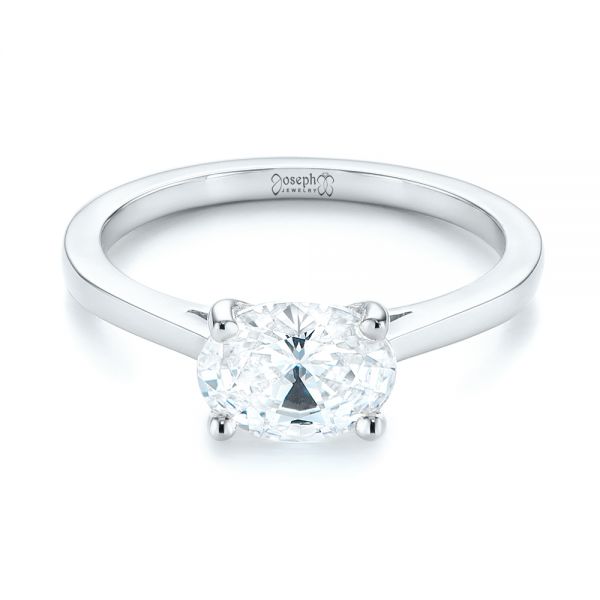 18k White Gold 18k White Gold East-west Solitaire Diamond Engagement Ring - Flat View -  104659