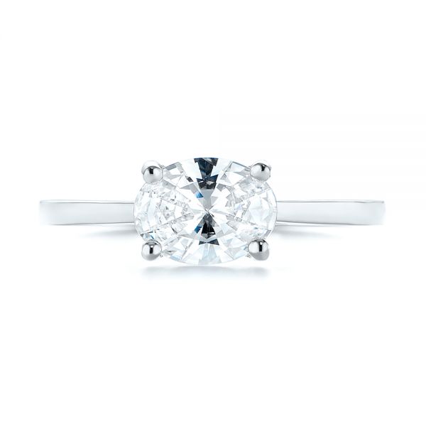 18k White Gold 18k White Gold East-west Solitaire Diamond Engagement Ring - Top View -  104659