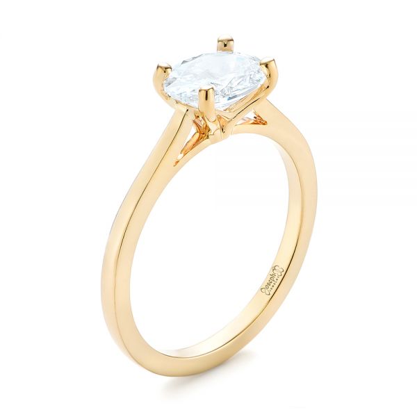 14k Yellow Gold East-west Solitaire Diamond Engagement Ring - Three-Quarter View -  104659