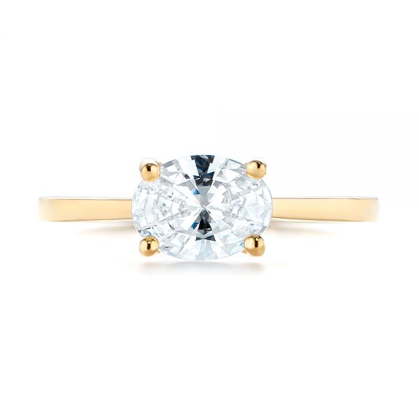 18k Yellow Gold 18k Yellow Gold East-west Solitaire Diamond Engagement Ring - Top View -  104659