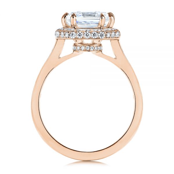 14k Rose Gold 14k Rose Gold Edgeless Pave Asscher Diamond Halo Engagement Ring - Front View -  105518 - Thumbnail