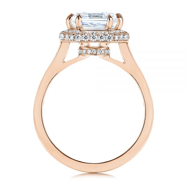 14k Rose Gold 14k Rose Gold Edgeless Pave Asscher Diamond Halo Engagement Ring - Front View - 105518