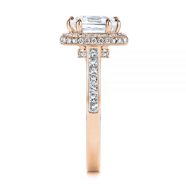 18k Rose Gold 18k Rose Gold Edgeless Pave Asscher Diamond Halo Engagement Ring - Side View -  105518 - Thumbnail