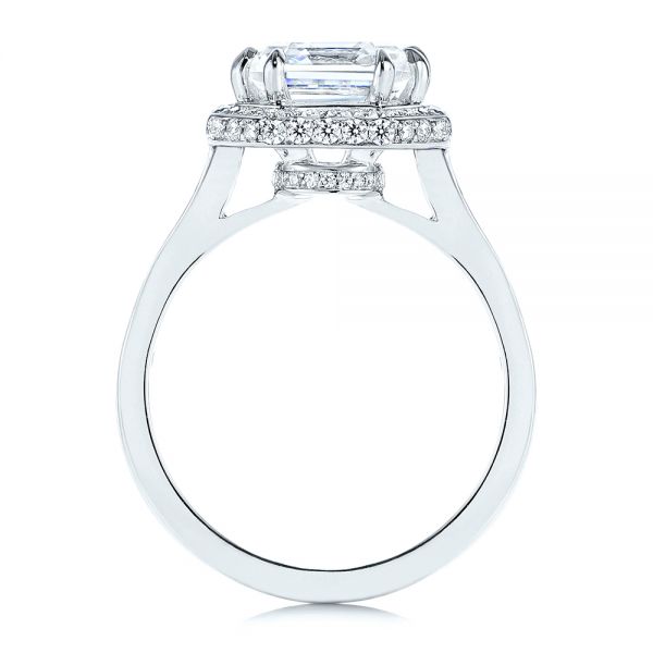  Platinum Platinum Edgeless Pave Asscher Diamond Halo Engagement Ring - Front View -  105518 - Thumbnail