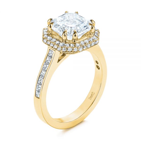 Edgeless Pave Asscher Diamond Halo Engagement Ring - Image