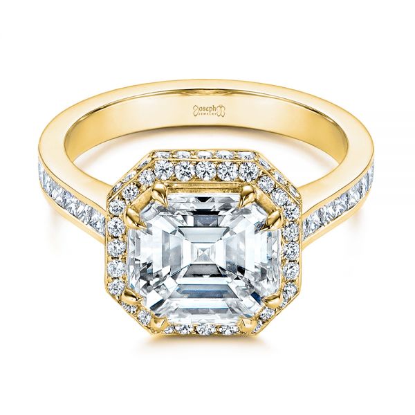 14k Yellow Gold 14k Yellow Gold Edgeless Pave Asscher Diamond Halo Engagement Ring - Flat View -  105518 - Thumbnail
