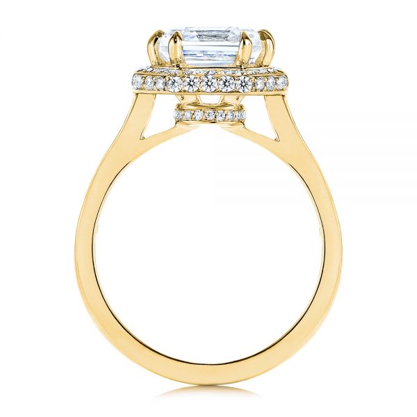 14k Yellow Gold 14k Yellow Gold Edgeless Pave Asscher Diamond Halo Engagement Ring - Front View -  105518 - Thumbnail