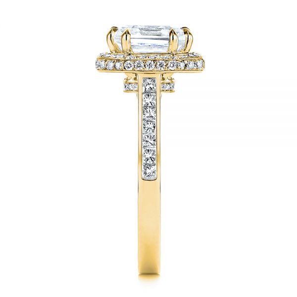 14k Yellow Gold 14k Yellow Gold Edgeless Pave Asscher Diamond Halo Engagement Ring - Side View -  105518 - Thumbnail