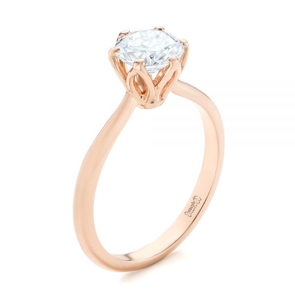 18k Rose Gold 18k Rose Gold Elegant Solitaire Engagement Ring - Three-Quarter View -  103295