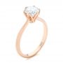 14k Rose Gold Elegant Solitaire Engagement Ring - Three-Quarter View -  103295 - Thumbnail