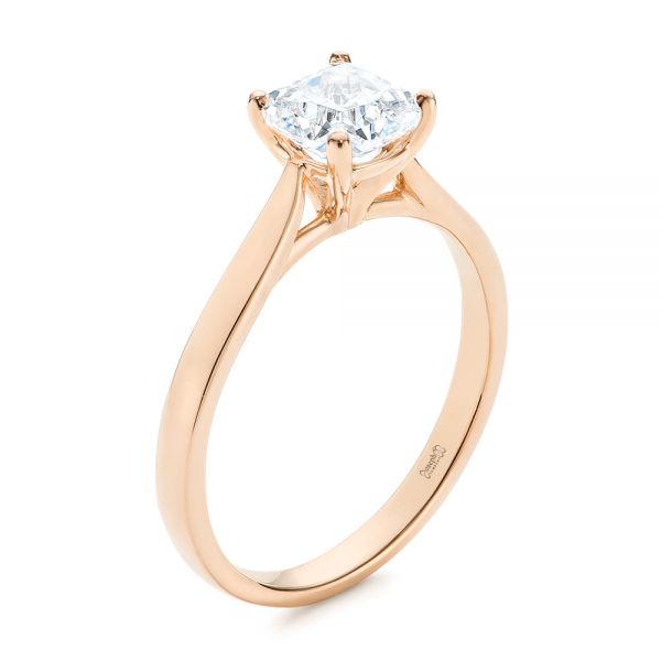 18k Rose Gold 18k Rose Gold Elegant Solitaire Engagement Ring - Three-Quarter View -  105650