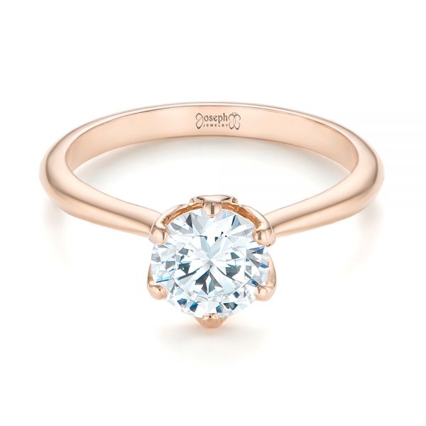 18k Rose Gold 18k Rose Gold Elegant Solitaire Engagement Ring - Flat View -  103295