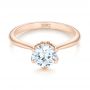 18k Rose Gold 18k Rose Gold Elegant Solitaire Engagement Ring - Flat View -  103295 - Thumbnail