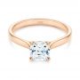 18k Rose Gold 18k Rose Gold Elegant Solitaire Engagement Ring - Flat View -  105650 - Thumbnail