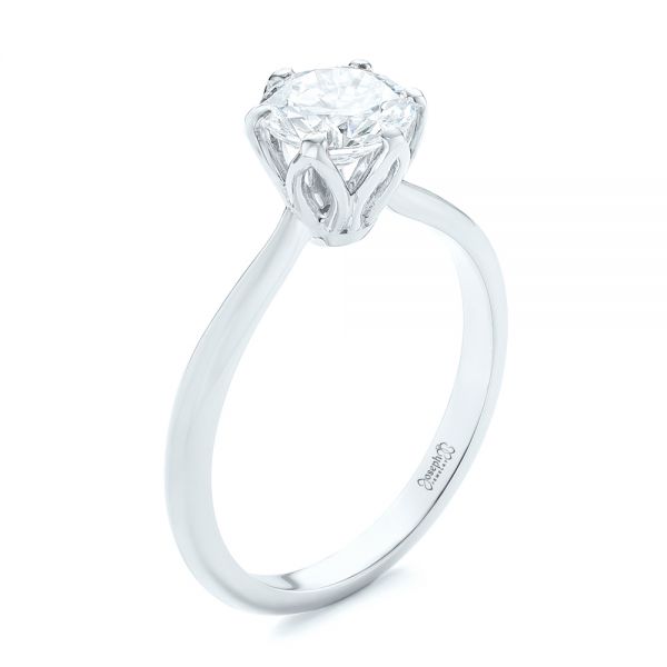 14k White Gold 14k White Gold Elegant Solitaire Engagement Ring - Three-Quarter View -  103295