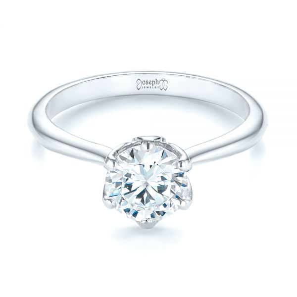 14k White Gold 14k White Gold Elegant Solitaire Engagement Ring - Flat View -  103299